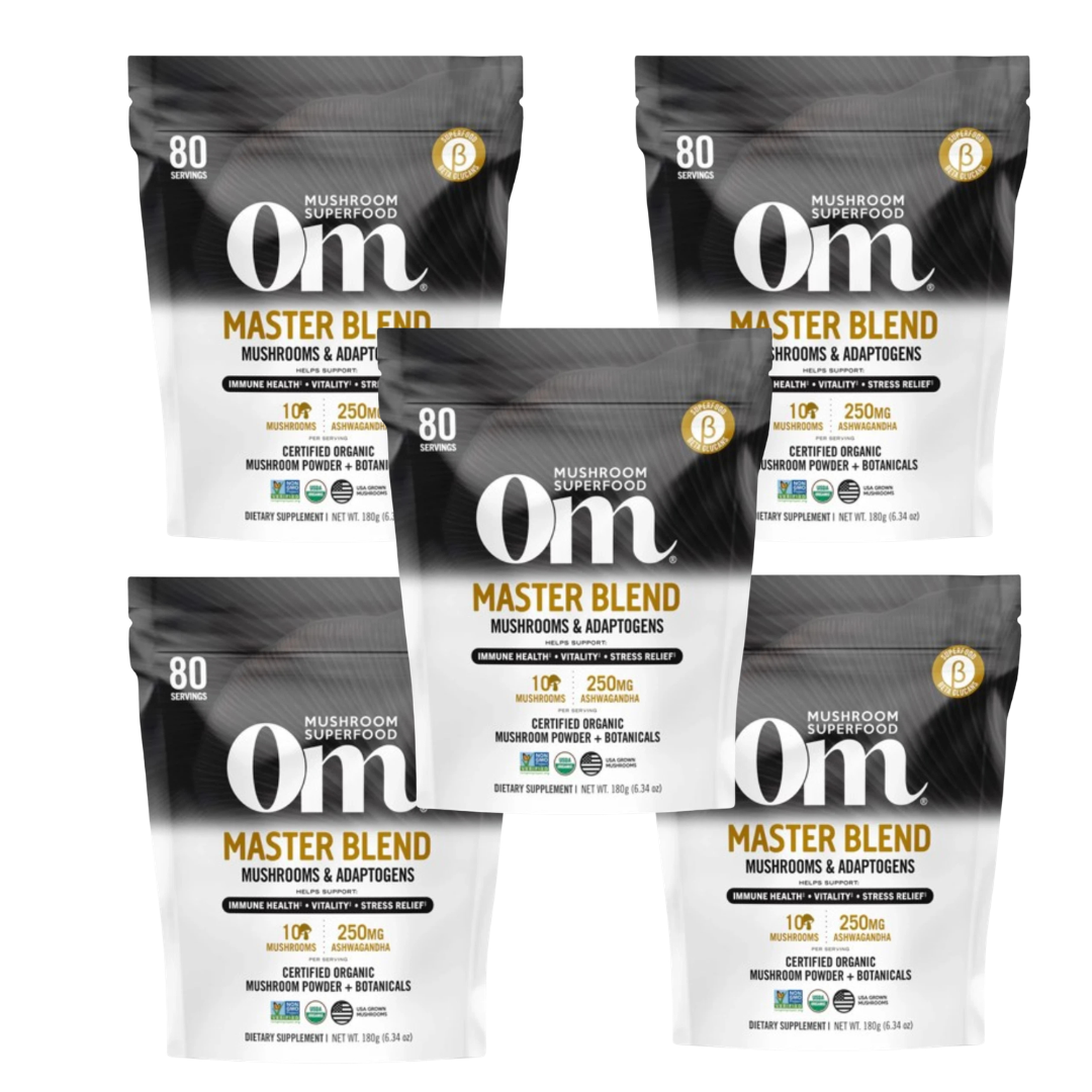 Om Mushroom Superfood Master Blend - Certified Organic Mushroom Powder - 80 Ser