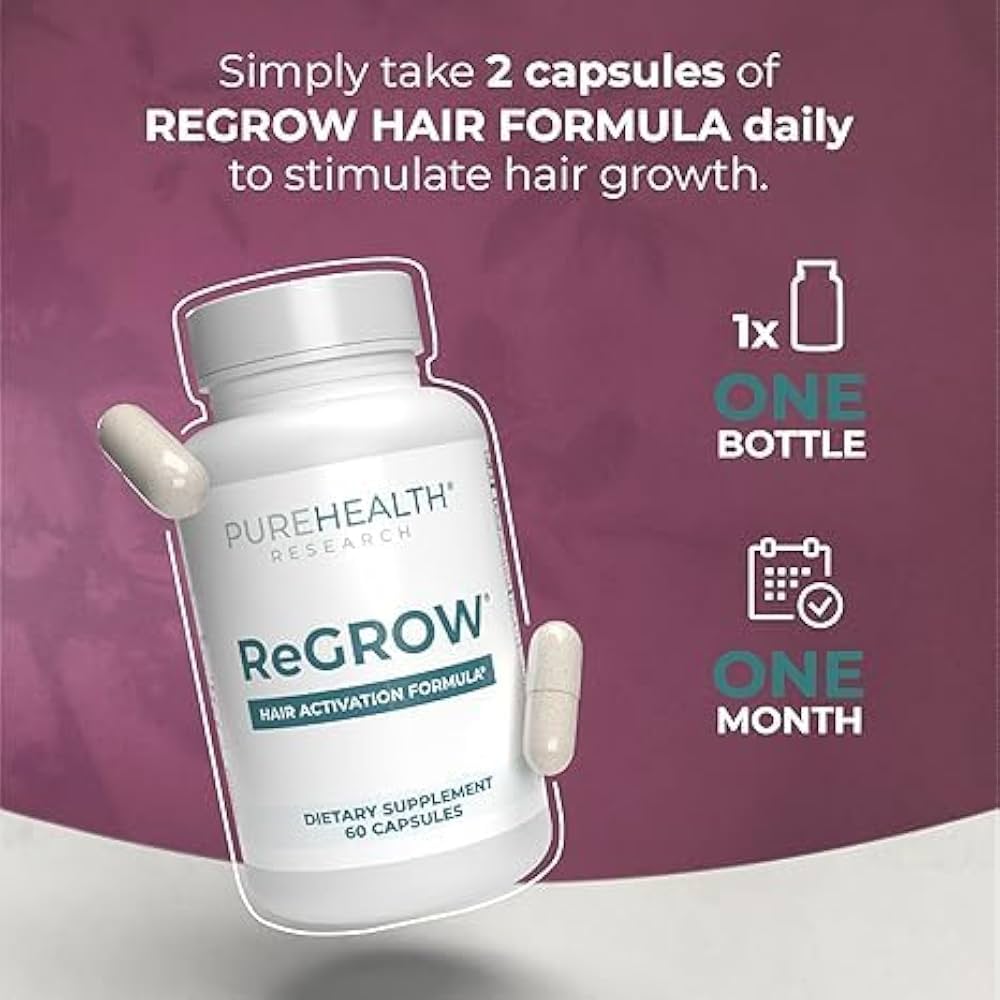 PUREHEALTH RESEARCH ReGrow Hair Growth Vitamins (60 Capsules)