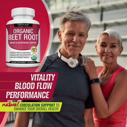 Toplux Organic Beet Root Capsules 2040mg Beet Root Supplement Support Circulation Heart Health 90 Tablets ( Pack of 3)