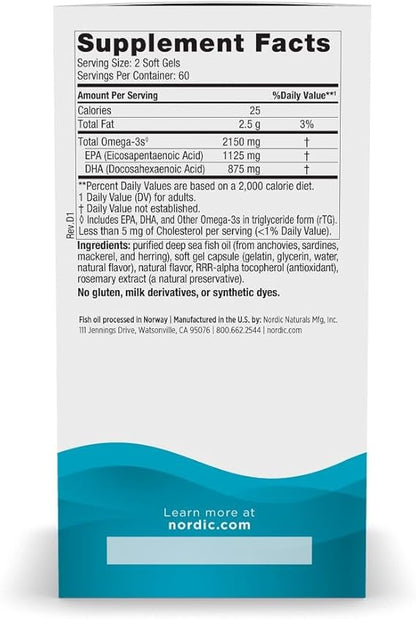 Nordic Naturals Ultimate Omega 2X – High-Potency Omega-3 Fish Oil for Brain, Heart & Overall Wellness