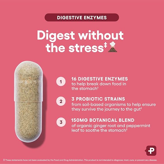 Physician's CHOICE Digestive Enzymes for Bloating & Digestion - Fast-Acting 16 Enzyme Formula with Organic Prebiotics & Probiotics for Gut & Digestive Health - Meal Time Discomfort Relief - 60 CT