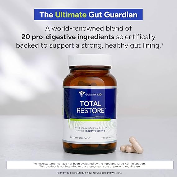 Gundry MD Total Restore – Advanced Gut Lining Support for Digestive & Immune Wellness (90 Capsules)