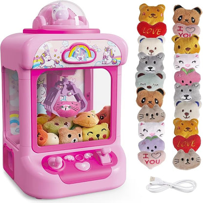 Marlrin Unicorn Claw Machine for Kids– Mini Vending Machine with 20Plush Toys, Candy Grabber Arcade Game for Home Parties