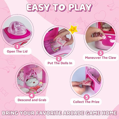 Marlrin Unicorn Claw Machine for Kids– Mini Vending Machine with 20Plush Toys, Candy Grabber Arcade Game for Home Parties