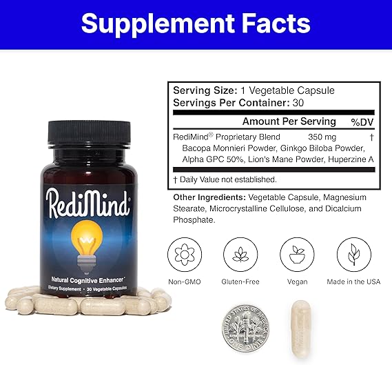 RediMind – Natural Cognitive Enhancement Supplement for Memory, Focus & Mental Clarity