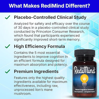 RediMind – Natural Cognitive Enhancement Supplement for Memory, Focus & Mental Clarity