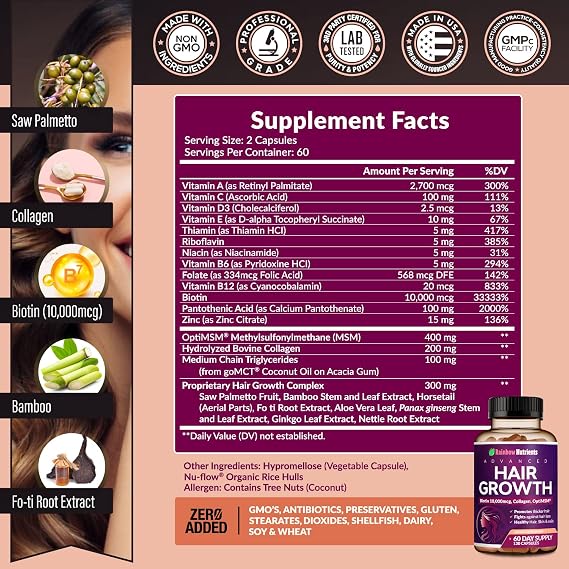 Hair Growth Vitamins for Women – Biotin, Collagen & Advanced Hair Support