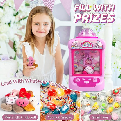 Marlrin Unicorn Claw Machine for Kids– Mini Vending Machine with 20Plush Toys, Candy Grabber Arcade Game for Home Parties