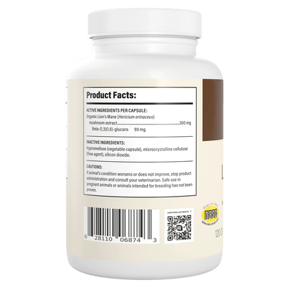 Real Mushrooms Organic Lion’s Mane Mushroom Capsules – 120 Count