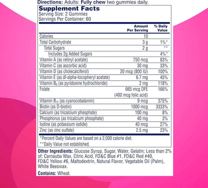 ONE-A-DAY-Multi_-Hair_-Skin-_-Nails_-Multivitamin-_supplement facts
