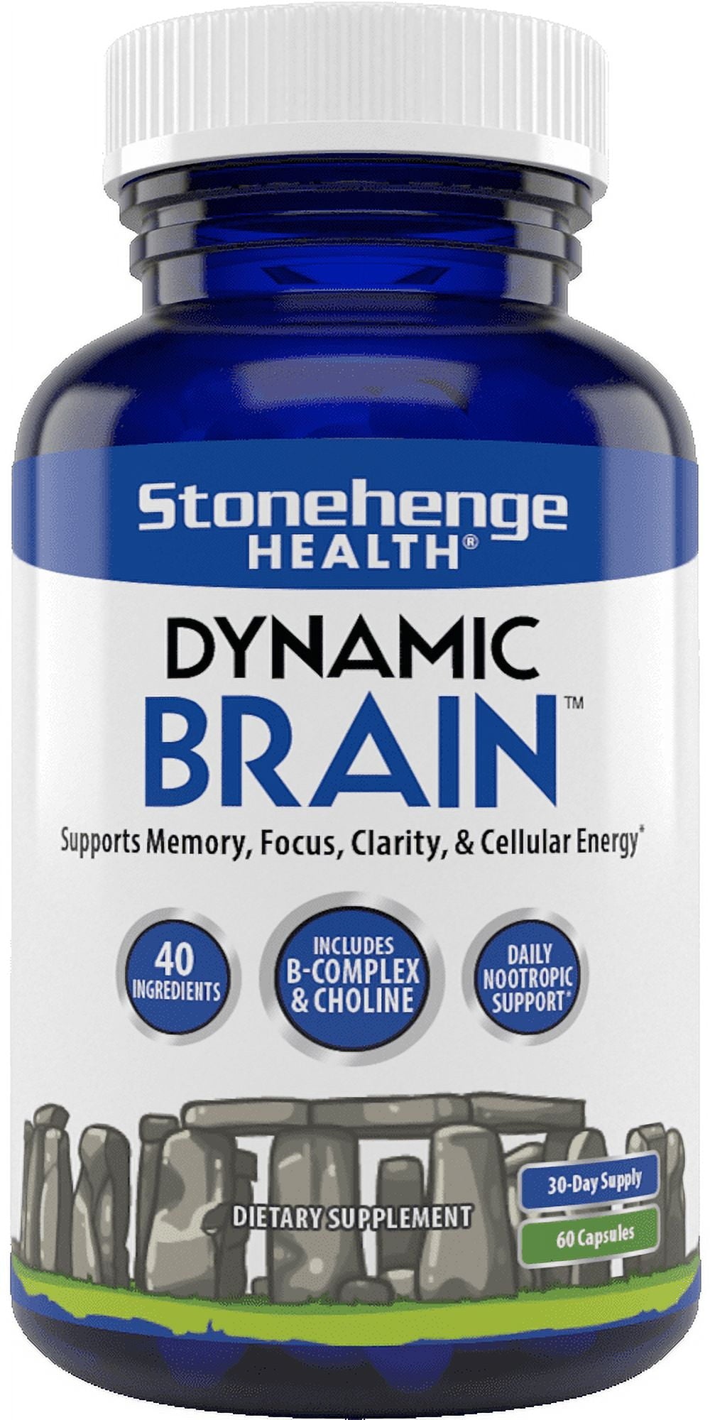 Dynamic Brain – Premium Nootropic Supplement | 40 Nutrients, Omega-3, Bacopa, Ginkgo | Gluten-Free, Non-GMO