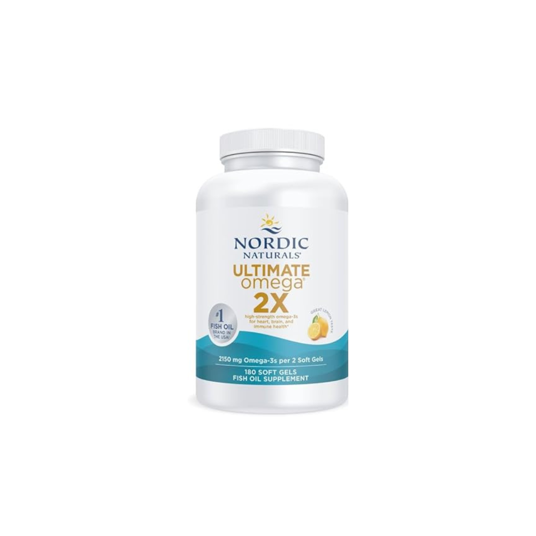Nordic Naturals Ultimate Omega 2X, Lemon Flavor - 180 Soft Gels - 2150 mg Omega-3 - High-Potency Fish Oil with EPA & DHA - Promotes Brain & Heart Health - Non-GMO - 90 Servings