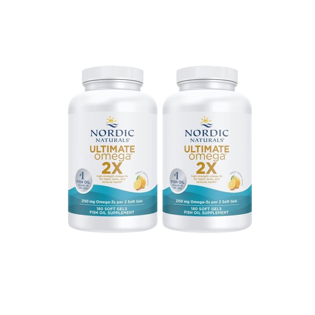Nordic Naturals Ultimate Omega 2X, Lemon Flavor - 180 Soft Gels - 2150 mg Omega-3 - High-Potency Fish Oil with EPA & DHA - Promotes Brain & Heart Health - Non-GMO - 90 Servings