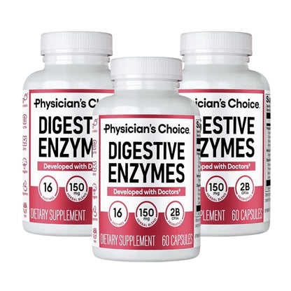 Physician's CHOICE Digestive Enzymes for Bloating & Digestion - Fast-Acting 16 Enzyme Formula with Organic Prebiotics & Probiotics for Gut & Digestive Health - Meal Time Discomfort Relief - 60 CT