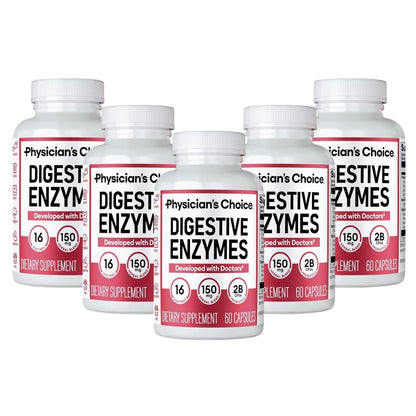 Physician's CHOICE Digestive Enzymes for Bloating & Digestion - Fast-Acting 16 Enzyme Formula with Organic Prebiotics & Probiotics for Gut & Digestive Health - Meal Time Discomfort Relief - 60 CT