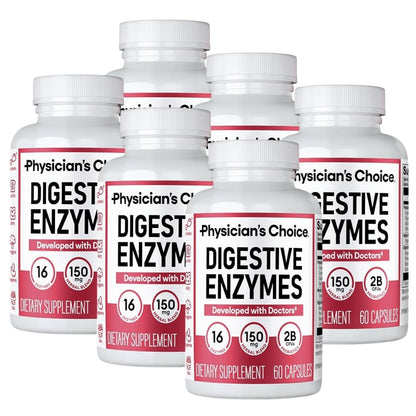 Physician's CHOICE Digestive Enzymes for Bloating & Digestion - Fast-Acting 16 Enzyme Formula with Organic Prebiotics & Probiotics for Gut & Digestive Health - Meal Time Discomfort Relief - 60 CT