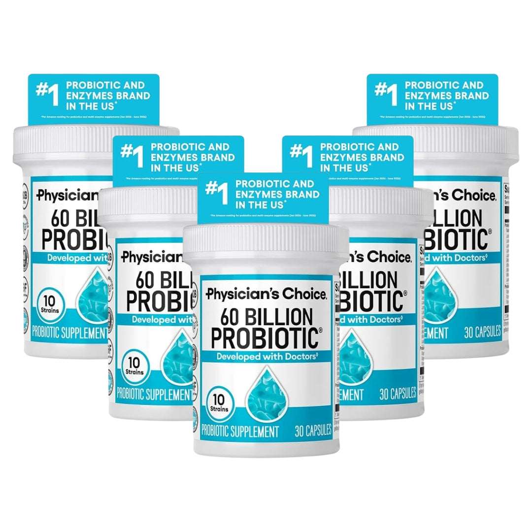 Physician's CHOICE Probiotics 60 Billion CFU - 10 Strains + Organic Prebiotics - Immune, Digestive & Gut Health - Supports Occasional Constipation, Diarrhea, Gas & Bloating - for Women & Men - 30ct