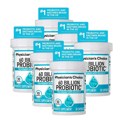 Physician's CHOICE Probiotics 60 Billion CFU - 10 Strains + Organic Prebiotics - Immune, Digestive & Gut Health - Supports Occasional Constipation, Diarrhea, Gas & Bloating - for Women & Men - 30ct