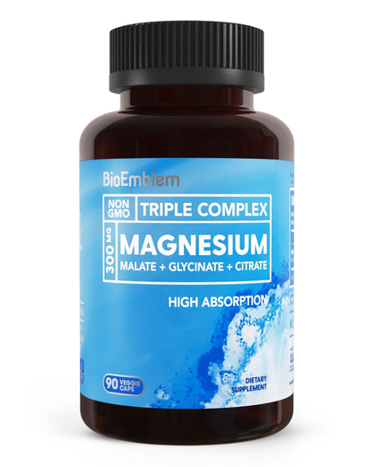 BioEmblem Triple Magnesium Complex – High Absorption Magnesium Glycinate, Malate &amp; Citrate Supplement