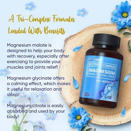 BioEmblem Triple Magnesium Complex – High Absorption Magnesium Glycinate, Malate &amp; Citrate Supplement