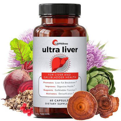 UpWellness Ultra Liver Supplement – Advanced Liver &amp; Gallbladder Support with TMG, NAC &amp; Milk Thistle (60 Capsules)