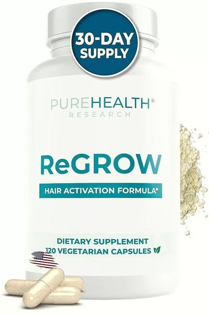 PUREHEALTH RESEARCH ReGrow Hair Growth Vitamins (60 Capsules)