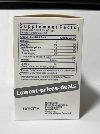 Unicity Unimate Lemon Drink Mix (30 Sachets) – Energy & Metabolism Support