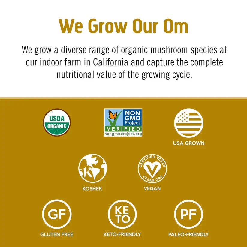 Om Mushroom Superfood Master Blend - Certified Organic Mushroom Powder - 80 Ser