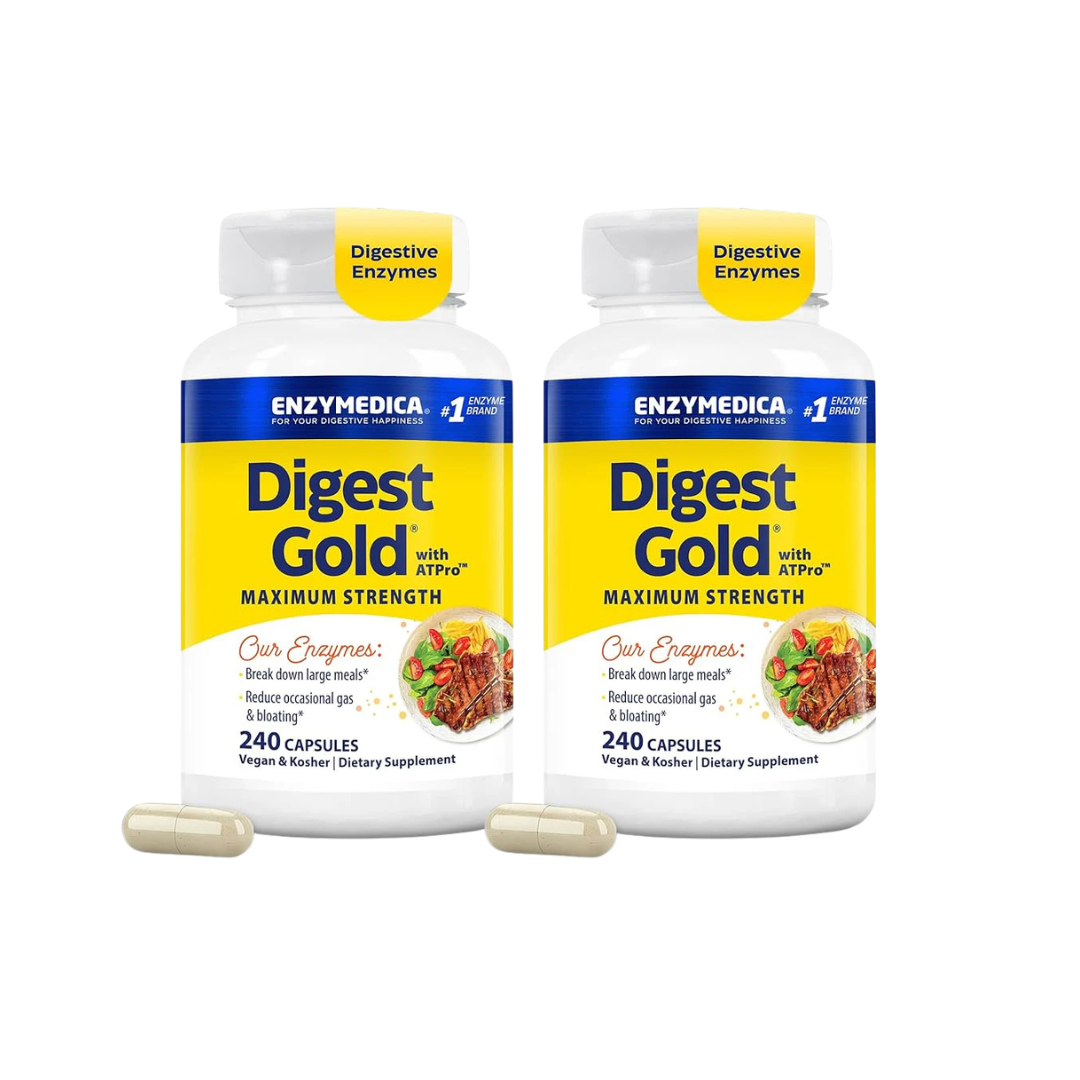 Enzymedica Digest Gold + ATPro – Maximum Strength Digestive Enzyme Formula for Fast Digestion, Bloating &amp; Gas Support (240 Capsules)