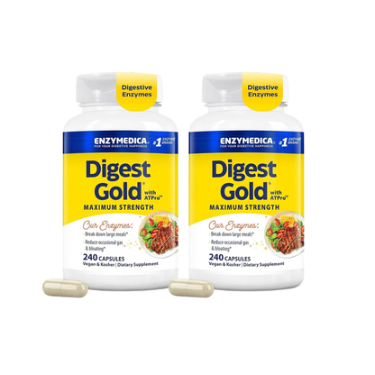 Enzymedica Digest Gold + ATPro – Maximum Strength Digestive Enzyme Formula for Fast Digestion, Bloating &amp; Gas Support (240 Capsules)